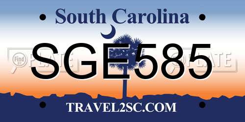 SGE585 South Carolina License Plate