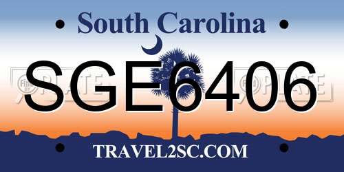 SGE6406 South Carolina License Plate