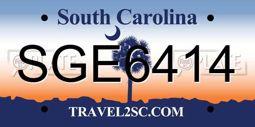 SGE6414 South Carolina License Plate