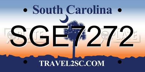 SGE7272 South Carolina License Plate