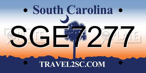 SGE7277 South Carolina License Plate