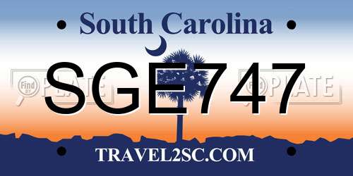 SGE747 South Carolina License Plate