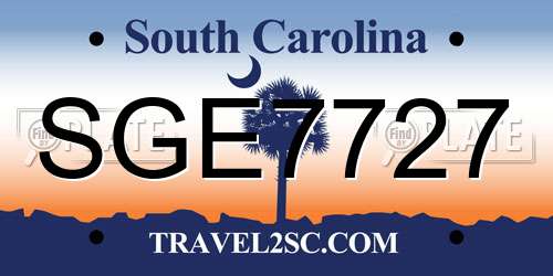 SGE7727 South Carolina License Plate