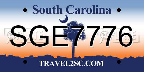 SGE7776 South Carolina License Plate