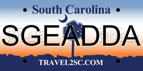 SGEADDA South Carolina License Plate