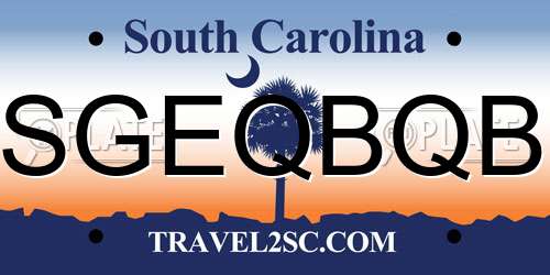 SGEQBQB South Carolina License Plate