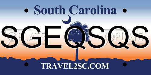SGEQSQS South Carolina License Plate