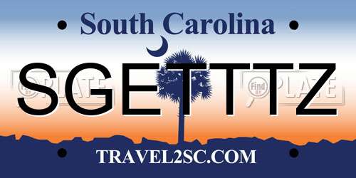 SGETTTZ South Carolina License Plate