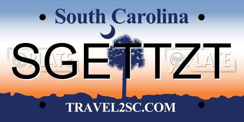 SGETTZT South Carolina License Plate