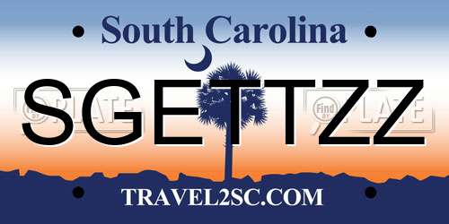 SGETTZZ South Carolina License Plate