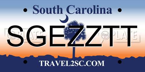 SGEZZTT South Carolina License Plate