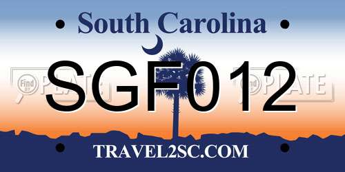 SGF012 South Carolina License Plate