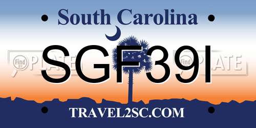 SGF39I South Carolina License Plate