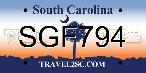 SGF794 South Carolina License Plate
