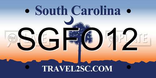 SGFO12 South Carolina License Plate