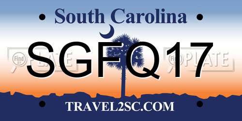 SGFQ17 South Carolina License Plate
