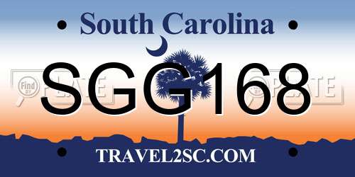SGG168 South Carolina License Plate
