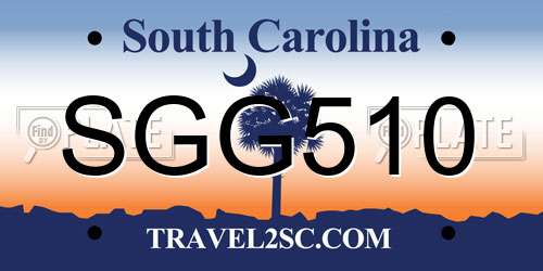 SGG510 South Carolina License Plate