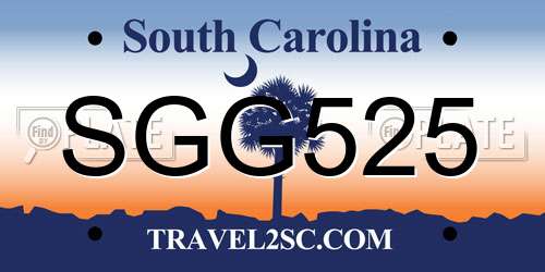 SGG525 South Carolina License Plate