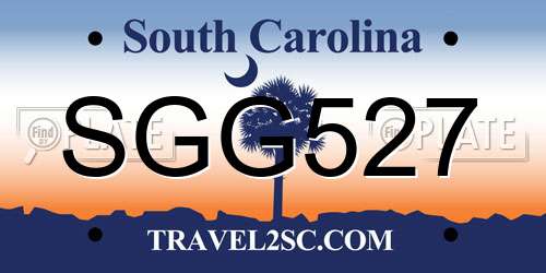 SGG527 South Carolina License Plate