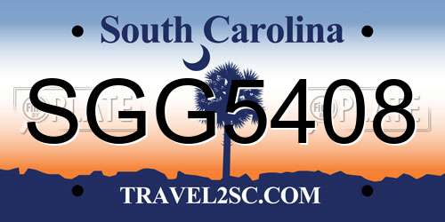 SGG5408 South Carolina License Plate