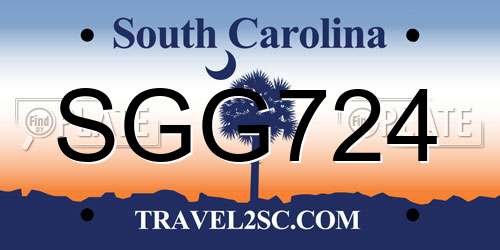SGG724 South Carolina License Plate