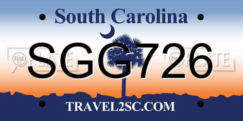 SGG726 South Carolina License Plate