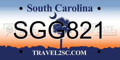 SGG821 South Carolina License Plate