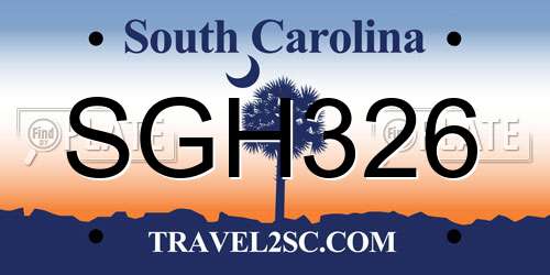 SGH326 South Carolina License Plate