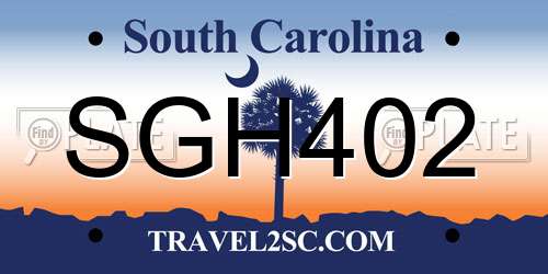SGH402 South Carolina License Plate