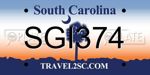 SGI374 South Carolina License Plate