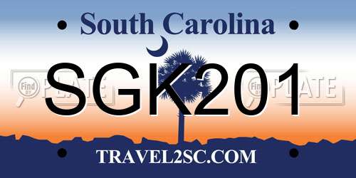SGK201 South Carolina License Plate