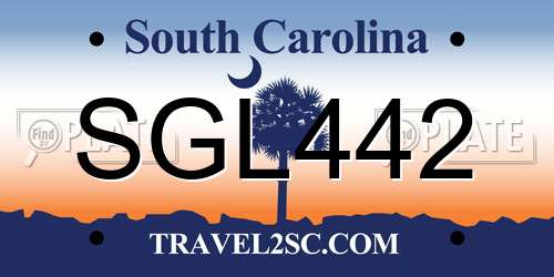 SGL442 South Carolina License Plate