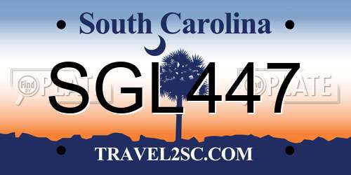 SGL447 South Carolina License Plate