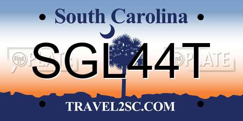 SGL44T South Carolina License Plate