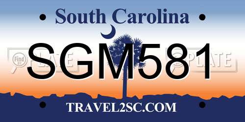 SGM581 South Carolina License Plate