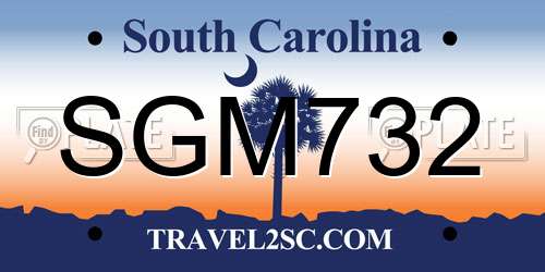 SGM732 South Carolina License Plate