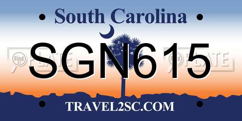 SGN615 South Carolina License Plate