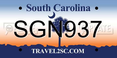 SGN937 South Carolina License Plate