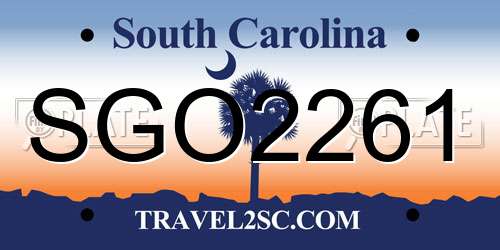 SGO2261 South Carolina License Plate