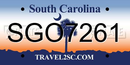 SGO7261 South Carolina License Plate