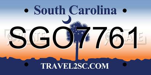 SGO7761 South Carolina License Plate