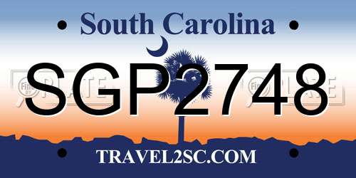 SGP2748 South Carolina License Plate
