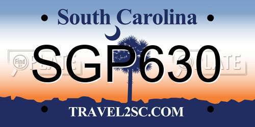 SGP630 South Carolina License Plate