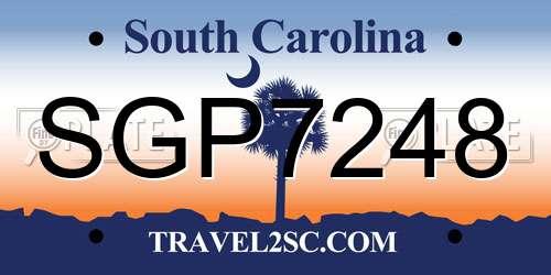 SGP7248 South Carolina License Plate