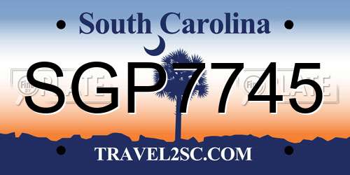 SGP7745 South Carolina License Plate