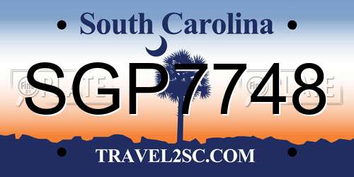 SGP7748 South Carolina License Plate
