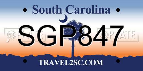 SGP847 South Carolina License Plate
