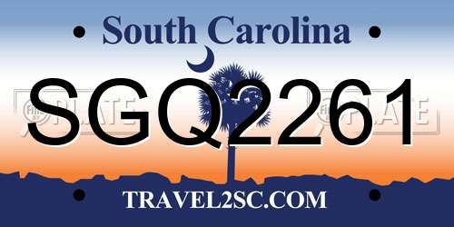 SGQ2261 South Carolina License Plate