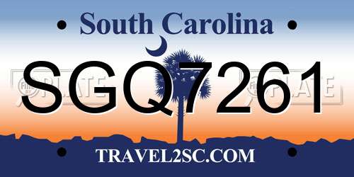 SGQ7261 South Carolina License Plate